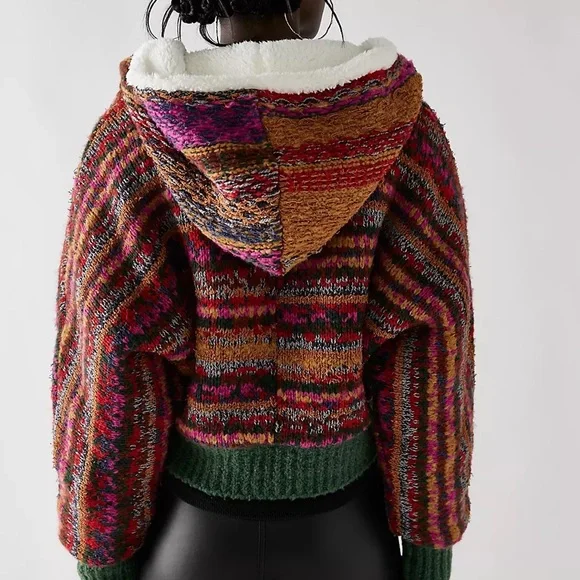 NWT Free People Multicolor Rue Sweater Winter Jacket